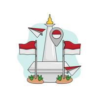 flagga indonesien merdeka med monas indonesien merdeka illustration vektor