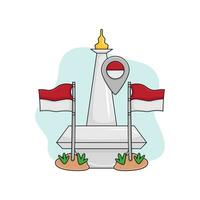 monas, plats med flagga indonesien illustration vektor