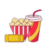 Popcorn, trinken mit Fahrkarte Kino Illustration vektor