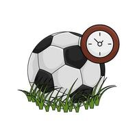 Fußball Ball mit Uhr Zeit Illustration vektor