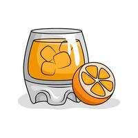 Saft Orange mit Orange Obst Scheibe Illustration vektor