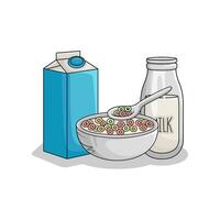 Weizen Pulver, Milch mit Müsli Illustration vektor