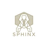Sphinx Luxus ägyptisch Wahrzeichen Logo Symbol Linie Vorlage eben Vektor Illustration