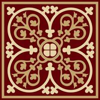 Vektor rot Blumen- Platz Ornament. Muster von das Völker von Europa