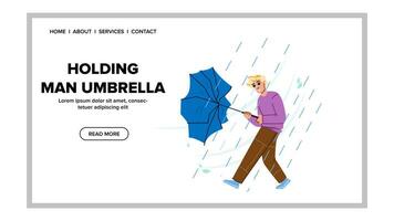 Wetter halten Mann Regenschirm Vektor