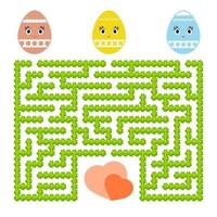 Farbe abstraktes Labyrinth. Arbeitsblätter für Kinder. Aktivitätsseite. Spielpuzzle für Kinder. süßer Ei-Toon, der Weg zum Herzen, Urlaub, Ostern, Garten. Labyrinth Rätsel. Vektor-Illustration. vektor