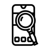 Smartphone Suche Vergrößerung Glas Linie Symbol Vektor Illustration