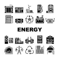 Energie Lager Leistung Batterie Symbole einstellen Vektor