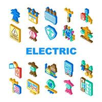 elektrisk rutnät energi kraft ikoner uppsättning vektor