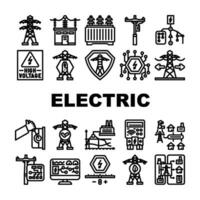 elektrisch Gitter Energie Leistung Symbole einstellen Vektor