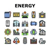 energi lagring kraft systemet ikoner uppsättning vektor