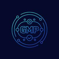 gmp Symbol, gut Herstellung üben, linear Design vektor