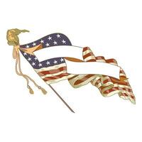 årgång färgrik USA flagga med baner vektor illustration