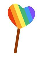 söt HBTQ klubba på pinne isolerat på vit bakgrund. hbtq. symbol av de HBTQ stolthet gemenskap. regnbåge. platt vektor illustration.