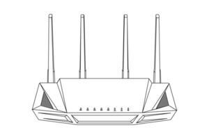 realistisch W-lan Router zum vier isoliert auf Weiß Internet Getriebe Vektor Illustration.