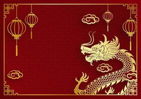 traditionell Gold Chinesisch Drachen Design vektor