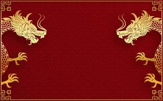 traditionell Gold Chinesisch Drachen Design vektor