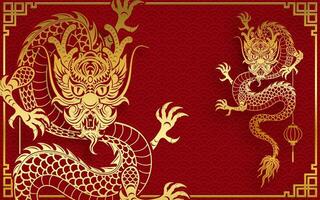 traditionell Gold Chinesisch Drachen Design vektor