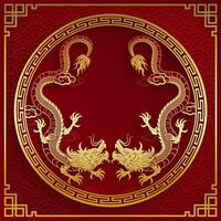 traditionell Gold Chinesisch Drachen Design vektor