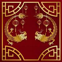 traditionell Gold Chinesisch Drachen Design vektor