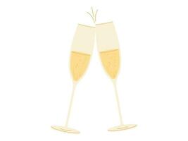 Brille mit Champagner oder Wein Prost. eben Vektor Illustration zum Gruß Karten Design auf Weiß Hintergrund