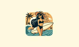 kvinnor spelar surfing vektor platt design