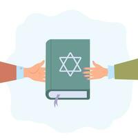 Juden lesen Über Religion. heilig Buch von Tora Judentum, jüdisch Überzeugungen Über Jesus. bunt Vektor Illustration