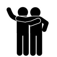 pinne figur vektor illustration, pinne man, vänskap piktogram, människor kramar, innehav händer