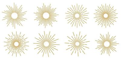 Gold retro Sunburst Clip Kunst Satz, Vektor Sonnenstrahl Illustration, dekorativ Element Sammlung
