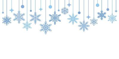 Winter Urlaub Vektor Schneeflocke Grenze, Gruß Banner Weiß und Blau Hintergrund Design
