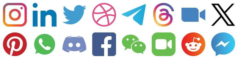 större social media varumärke logotyp ikoner vektor