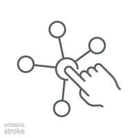 Interaktion Symbol. einfach Gliederung Stil. Erfahrung, Auswahl, Vielfalt Funktionen, mehrere Digital Fähigkeiten, klicken Finger Konzept. dünn Linie Symbol. Vektor Illustration isoliert. editierbar Schlaganfall.