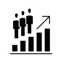 befolkning tillväxt ikon. enkel fast stil. öka social utveckling, ekonomisk Evolution, global demografi Graf begrepp. svart silhuett, glyf symbol. vektor illustration isolerat.