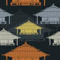 editierbar eben einfarbig Stil Vorderseite Aussicht traditionell japanisch Haus Vektor Illustration im verschiedene Farben mit dunkel Hintergrund zum Tourismus Reise und Kultur oder Geschichte Bildung