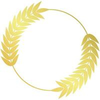 kreisförmig golden Blatt Geäst vergeben Rahmen Logo Design Luxus Gold Kranz vektor