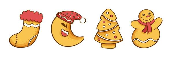 Lebkuchen Kekse Weihnachten Satz. Vektor Illustration auf ein Weiß Hintergrund