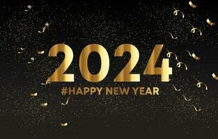 glücklich Neu Jahr 2024-2025 Hintergrund mit Gold Dekoration, vektor
