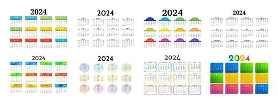 kalender för 2024 isolerat på en vit bakgrund vektor