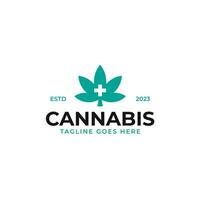 medicinsk cannabis logotyp design begrepp vektor illustration symbol ikon