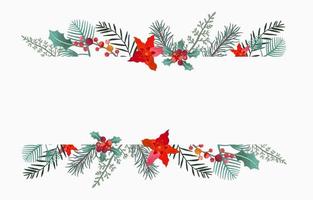 samling av julbakgrund inställd med järnekblad, blomma, ren. redigerbar vektorillustration för nyårsinbjudan, vykort och webbplatsbanner