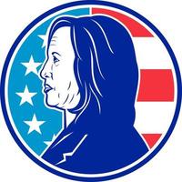 kamala-harris-us-vp-2020-side-retro-usa-flagga-circ-edvice president kamala devi harris i USA usa vektor