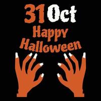 halloween, 31oct happy halloween mit horror hand t-shirt print free vector