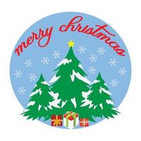weihnachten, frohe weihnachten mit weihnachtsbaum-typografie-t-shirt drucken kostenloser vektor