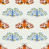 nahtlos Muster mit Schmetterlinge und Motten. Hintergrund mit dekorativ Insekten mit bunt Flügel. endlos eben Vektor Illustration