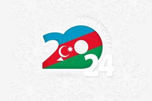 ny år 2024 för azerbaijan på snöflinga bakgrund. vektor