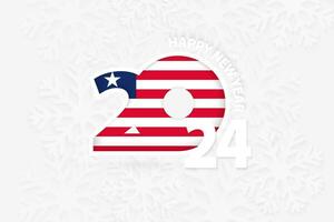 Neu Jahr 2024 zum Liberia auf Schneeflocke Hintergrund. vektor