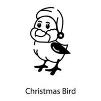 einfach zu bearbeiten linear Symbol von ein süß Weihnachten Vogel vektor