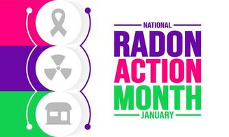 Januar ist National Radon Aktion Monat Hintergrund Vorlage. Urlaub Konzept. Hintergrund, Banner, Plakat, Karte, und Poster Design Vorlage mit Text Inschrift und Standard Farbe. Vektor Illustration