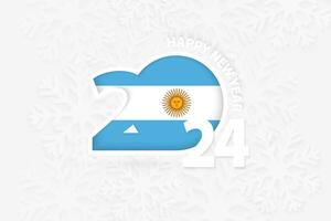 ny år 2024 för argentina på snöflinga bakgrund. vektor