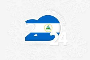 Neu Jahr 2024 zum Nicaragua auf Schneeflocke Hintergrund. vektor